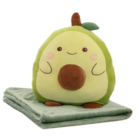 Patura 2in1 pentru Pat sau Canapea,  Model Jucarie Avocado cu Spatiu de Depozitare Patura, Microfibra, 1x1.7 m, Verde