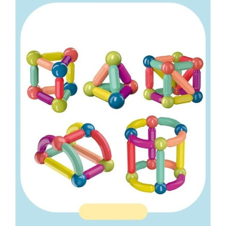 Set 36 piese magnetice de constructie, Cyrax, Forme geometrice, Multicolor