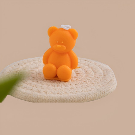 Lumanare Parfumata,  Model Ursulet, Portocaliu, Aroma de Portocala, 5.5x3.6x4 cm