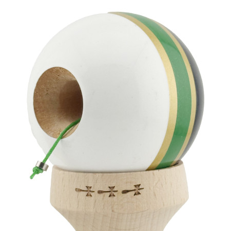Kendama X Originala ROYAL SPIKE, Profesionala, Cyrax, Cupe Mari KING SIZE V3, Super Sticky, Gaura in Baza, Rulment Metalic, din lemn 18 cm, Ata 55 cm, Inel Verde
