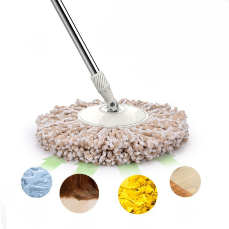 Set Galeata si Mop Rotativ 360°,  Cu Dubla Actiune Centrifuga, Pentru Uz Casnic, Maner din Otel Inoxidabil Telescopic, 2 Capte din Bumbac, 46x27x29 cm, Roz