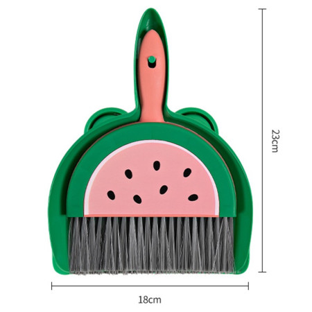 Set Mini Matura si Faras,  LITTLE CLEANER, Uz Casnic, pentru Birou, Bucatarie, Casa, Model Pepene Verde, 23 x 18 cm Roz-Verde