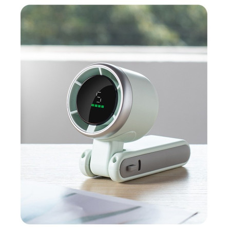 Mini Ventilator Portabil,  5 Trepte de Viteza, Afisaj Digital, Incarcare USB, 5V, 2A, 5.95 x 5.2 x 17.2 cm, Verde