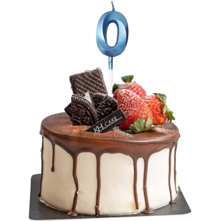 Lumanare Cifra 0, Cyrax, Model Diamond, 5 x 3.4 cm, Albastru