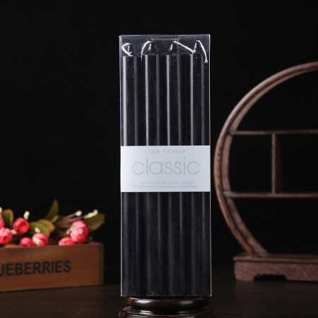 Set 4 Lumanari,  pentru Suport de Masa, Fara Miros si Fum, din Parafina, 2.2 x 25 cm, Negru