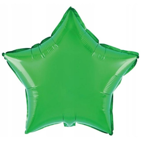 Balon din Folie Metalizata, Cyrax, Figurina Stea, Model Simplu, Tematica Aniversare, 40 cm, Ambalaj Individual, Pai Inclus, Umflare cu Aer sau Heliu, Verde