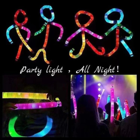 Set 6 Tuburi Antistres, Cyrax, cu Lumina LED, Fidget Pop Tube, multicolor
