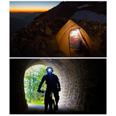 Lanterna LED de Montat pe Cap,  cu Raza Lunga de Zoom, Reincarcabila USB, Far Telescopic, Rezistent la Apa, Reglabil, pentru Pescuit in Aer Liber, Camping, Lumina Puternica, Lanterna, 7.5x5.8x5.5 cm, Gri