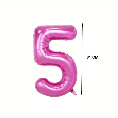 Balon din Folie Cyrax, Cifra 5, 81 cm, Pentru Aer sau Heliu, Bulk, Mov