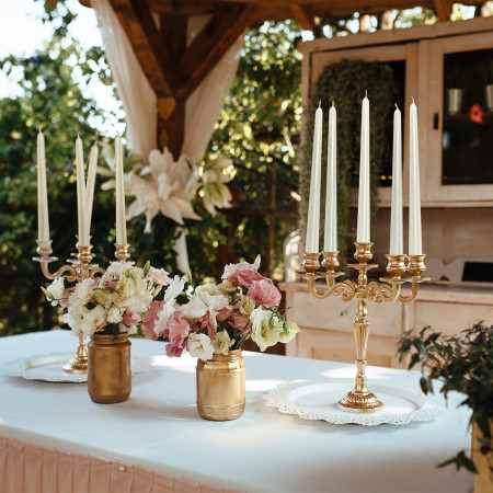 Lumanare Decorativa,  pentru Masa, 25 cm, din Parafina, fara Fum, Ardere 7.5h, Alb