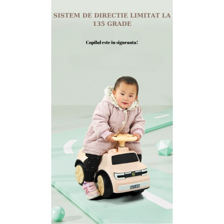 Masinuta Ride-On Cyrax, cu Sistem Anti-Rasturnare, Sistem de Lumini si Muzica, Cutie de Depozitare, 1-6 Ani, 58 x 28 x 37 cm, Maro