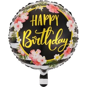 Balon din Folie Metalizata, Cyrax, Figurine, Model 4, Happy Birthday, Tematica Aniversare, 45 cm, Ambalaj Individual, Pai Inclus, Umflare cu Aer sau Heliu, Multicolor