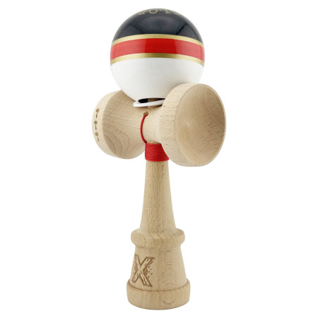 Kendama X Originala ROYAL SPIKE, Profesionala, Cyrax, Cupe Mari KING SIZE V3, Super Sticky, Gaura in Baza, Rulment Metalic, din lemn 18 cm, Ata 55 cm, Inel Rosu