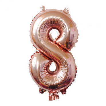 Balon din Folie Cyrax, Cifra 8, 81 cm, Pentru Aer sau Heliu, Bulk, Roz Auriu