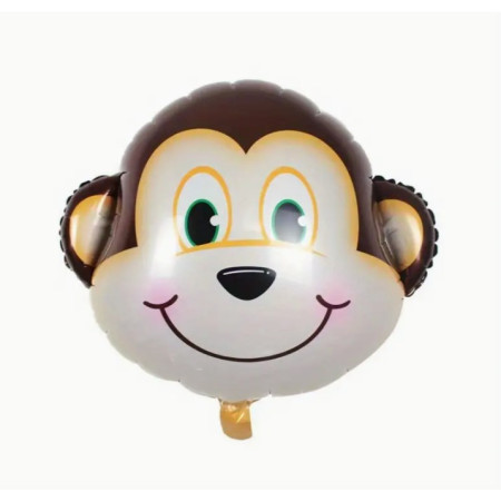 Balon din Folie Metalizata, Cyrax, Mini Figurine Animalute, Model Maimutica, Tematica Aniversare, 42x42 cm, Ambalaj Individual, Pai Inclus, Umflare cu Aer sau Heliu, Multicolor