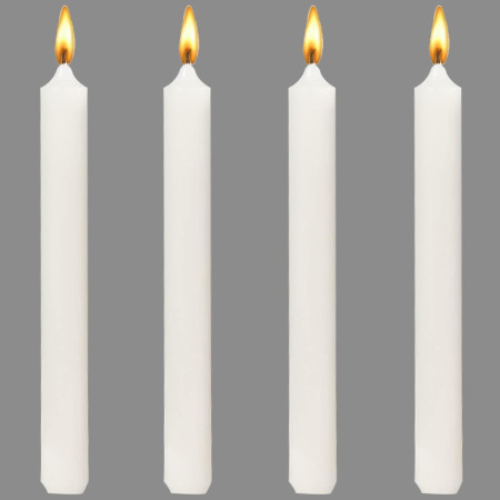 Set 4 Lumanari,  pentru Suport de Masa, Fara Miros si Fum, din Parafina, 2.2 x 25 cm, Alb
