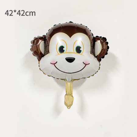 Balon din Folie Metalizata, Cyrax, Mini Figurine Animalute, Model Maimutica, Tematica Aniversare, 42x42 cm, Ambalaj Individual, Pai Inclus, Umflare cu Aer sau Heliu, Multicolor