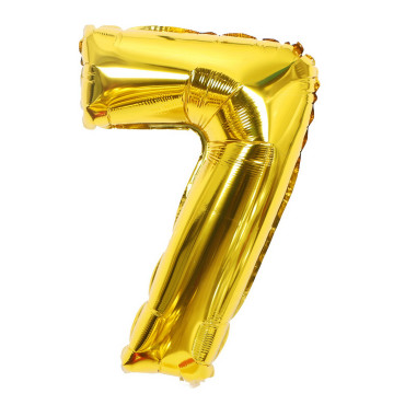 Balon din Folie Cyrax, Cifra 7, 81 cm, Pentru Aer sau Heliu, Bulk, Auriu