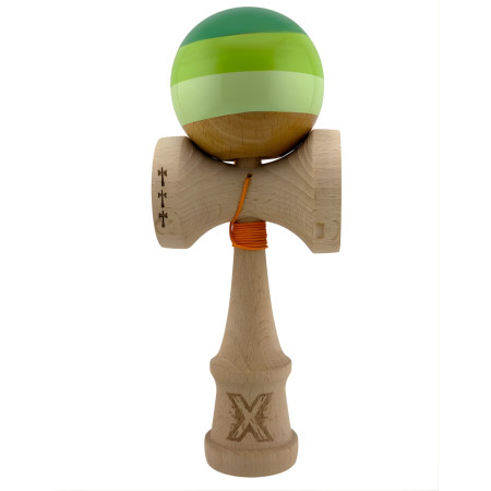 Kendama X Originala, Profesionala, Cyrax, Big Cups V2, Super Sticky Legendary Cupe Mari, Rulment Metalic cu Ata 55 cm, Verde Mix