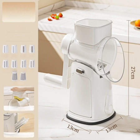 Razatoare Manuala, Cyrax, Rotativa cu Manivela, 10 Lame Interschimbabile, Anti-Stropire, 27 x 13 x 13 cm, Alb