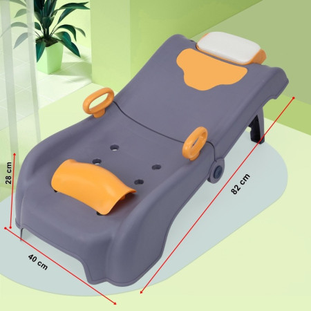 Suport Pliabil pentru Spalat Parul Cyrax, Pentru Copii, 0 - 16 ani, cu Picioare Antialunecare, Material Polipropilena, Suport Cap Reglabil, cu Manere, 82 x 40 x 28 cm, Bleumarin