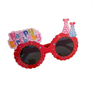 Ochelari Decorativi, Cyrax, pentru Petrecere, din ABS, Unisex, Model Happy Birthday, 13.5 x 8.5 cm, Rosu