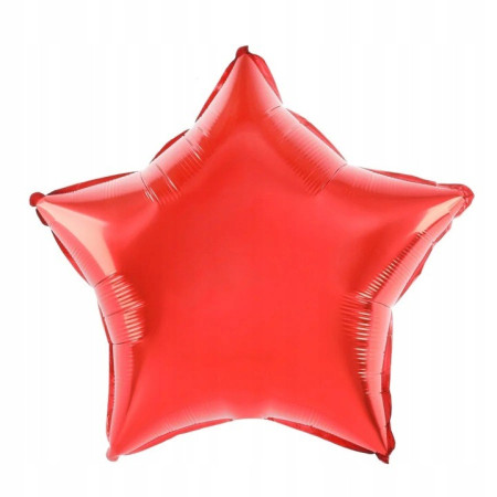 Balon din Folie Metalizata, Cyrax, Figurina Stea, Model Simplu, Tematica Aniversare, 40 cm, Ambalaj Individual, Pai Inclus, Umflare cu Aer sau Heliu, Rosu