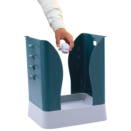 Cos de Gunoi Extensibil,  din Plastic, Reglabil, Pliabil, Versatil, pentru Bucatarie, Baie sau Birou, Cos Universal, 21x25x17 cm, Albastru Gri