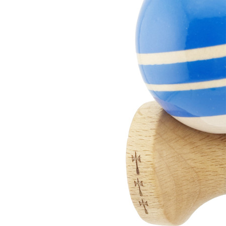 Kendama X Rainbow Originala, Profesionala, Cyrax, Big Cups V2, Super Sticky cu Cupe Mari, Rulment Metalic, din lemn 18 cm, Ata 55 cm, Albastru/Maro