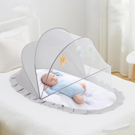 Husa Anti-Tantari, Cyrax, Pliabila, Protectie 360 Grade, 0-1 An, 60 x 55 x 5 cm, Gri