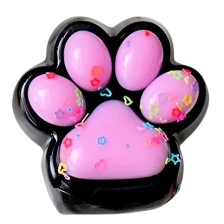 Jucarie Antistres Squishy, Cyrax, cu Revenire Lenta, Squeeze Pinch Family, Model Labuta de Pisica, 6.8x6.2 cm, 55g, Ambalaj Transparent, Roz Deschis