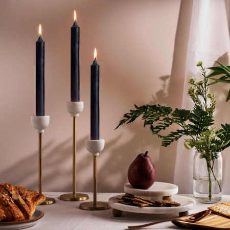 Set 4 Lumanari,  pentru Suport de Masa, Fara Miros si Fum, din Parafina, 2.2 x 25 cm, Negru