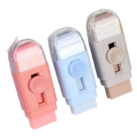 Radiera,  cu 2 Rezerve, Reglare Pull-Push, din Cauciuc, Albastru