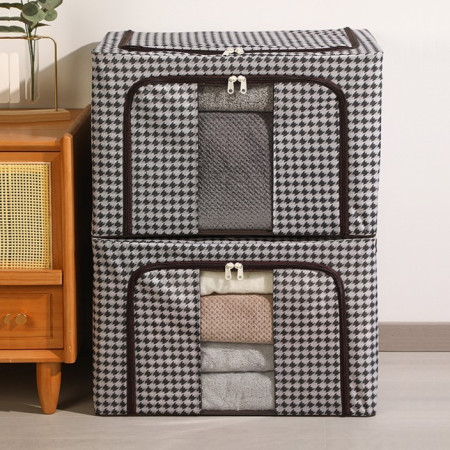 Cutie de Depozitare Pliabila,  Cu fermoar Bidirectional, 24 L, Textil, 40x30x20 cm, Cadru Metalic, o Fereastra, Suport Baza Stabil din Plastic, Design Zebra, Alb Negru