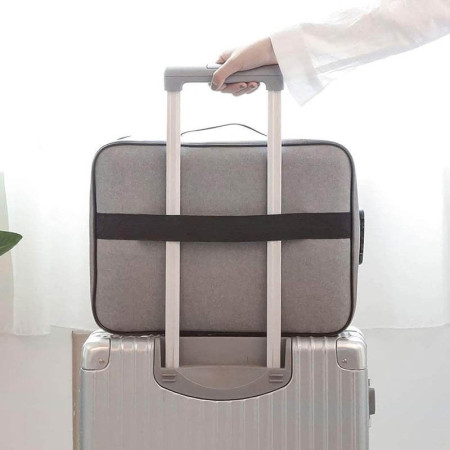 Geanta Flippy pentru Depozitare Acte si Documente, Facturi, Carduri, cu Cod de Securitate, 5 Compartimente, Impermeabila, 37 x 20 x 27 cm, Gri