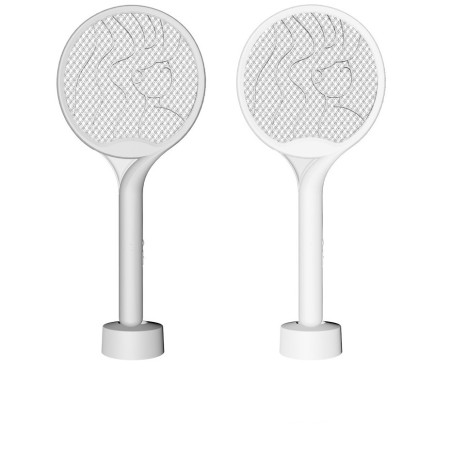 Paleta Electrica pentru Tantari, Muste si Tantari 2in1,  Reincarcabila, Incarcare USB, 2600V, Plastic, Casa si Gradina, Anti-insecte, Stand, 23x51 cm, Gri