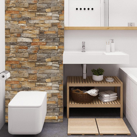 Set 10 Placi de Tapet,  Autoadezive, 70 x 77 cm, 2.5 mm Grosime, Suprafata Acoperita 5.3 mp, din PVC, Model Caramida, Galben