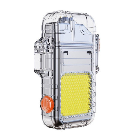 Lanterna Tip Breloc cu Bricheta,  Impermeabila, 3 Moduri Iluminare, 300 mAh, Incarcare USB-C, COB, Raza de Actiune 50 - 100 m, 7.4 x 4.9 x 1.7 cm, Argintiu