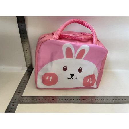 Geantă Frigorifică, Cyrax, cu Desene Animat, Portabilă pentru Copii, de Prânz, din Pânză Oxford, 22x14x19 cm, Model Iepuras, Roz