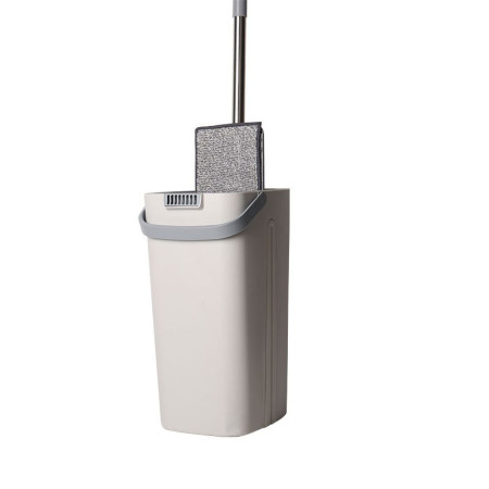 Set de Curatenie,  Mop si Galeata, Capacitate 5.7 l, 4 Rezerve Microfibra Incluse, Plastic, Utilizare Umeda/Uscata, Stoarcere Fara Maini, Albastru/Alb