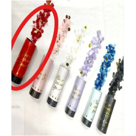 Tun de Confetti, Cyrax, Best Wishes 11 x 4 cm, Model Buline din Hartie si Folie, Rosu