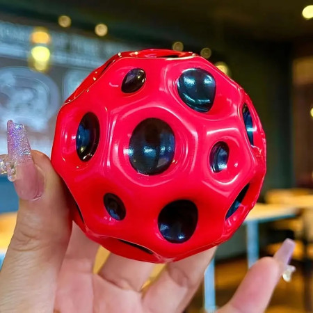 Minge Saltareata Hiperelastica, Cyrax, Space Moon Ball foarte Elastica, Antistress pentru Copii, Diametru 66 mm, Rosu