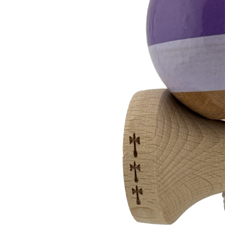 Kendama X Originala, Profesionala, Cyrax, Big Cups V2, Super Sticky Legendary Cupe Mari, Rulment Metalic cu Ata 55 cm, Purpuriu/Mov/Lila