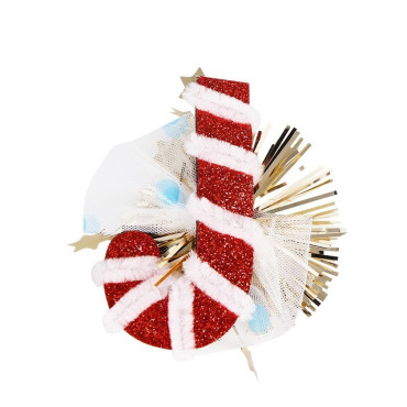 Agrafa de Par, Cyrax, Tema Craciun, Model Acadea, din Panza, 9.5 x 8.2 cm, Multicolor