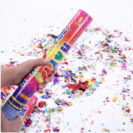Tub de Confetii, Cyrax, Clasic, 30x5 cm, Confetii Asortate din Plastic, Eliberare prin Rasucire, Multicolor