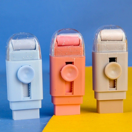 Radiera,  cu 2 Rezerve, Reglare Pull-Push, din Cauciuc, Albastru