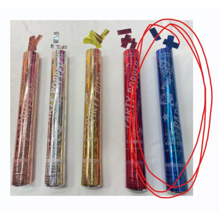 Tub de Confetti, Cyrax, Party Popper, 30x5 cm, Confetii Lucioase Rezistente la Foc, Eliberare prin Rasucire, Albastru