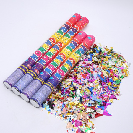 Tub de Confetii, Cyrax, Clasic, 80x5 cm, Confetii Asortate din Plastic, Eliberare prin Rasucire, Multicolor