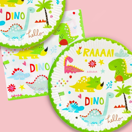 Set 10 Farfurii Petrecere, Cyrax, Colectia Dino Park, 17 cm Diametru, din Carton, Multicolor