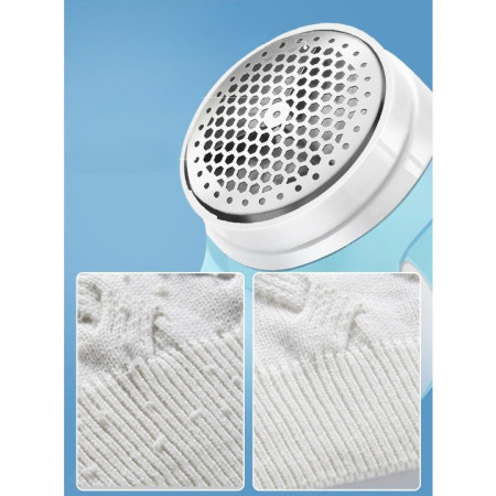 Aparat Pentru Curatat Scame, Par Si Praf,  Pentru Diferite Tipuri De Material, Cu Lame Din Otel Inoxidabil, Incarcare Prin USB Type-C, Cu Perie De Curatare si Cablu USB Incluse, 13.5x9 cm, Albastru